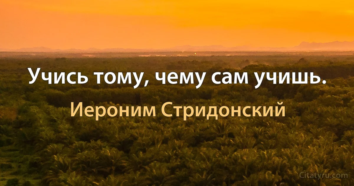 Учись тому, чему сам учишь. (Иероним Стридонский)