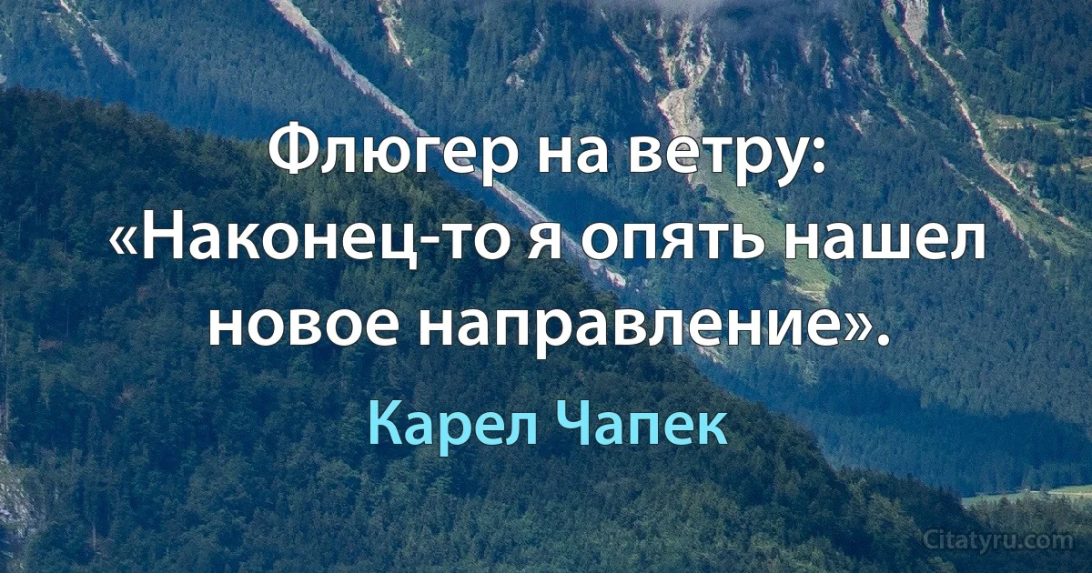 Флюгер на ветру: «Наконец-то я опять нашел новое направление». (Карел Чапек)