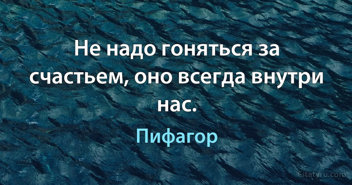 Не надо гоняться за счастьем, оно всегда внутри нас. (Пифагор)