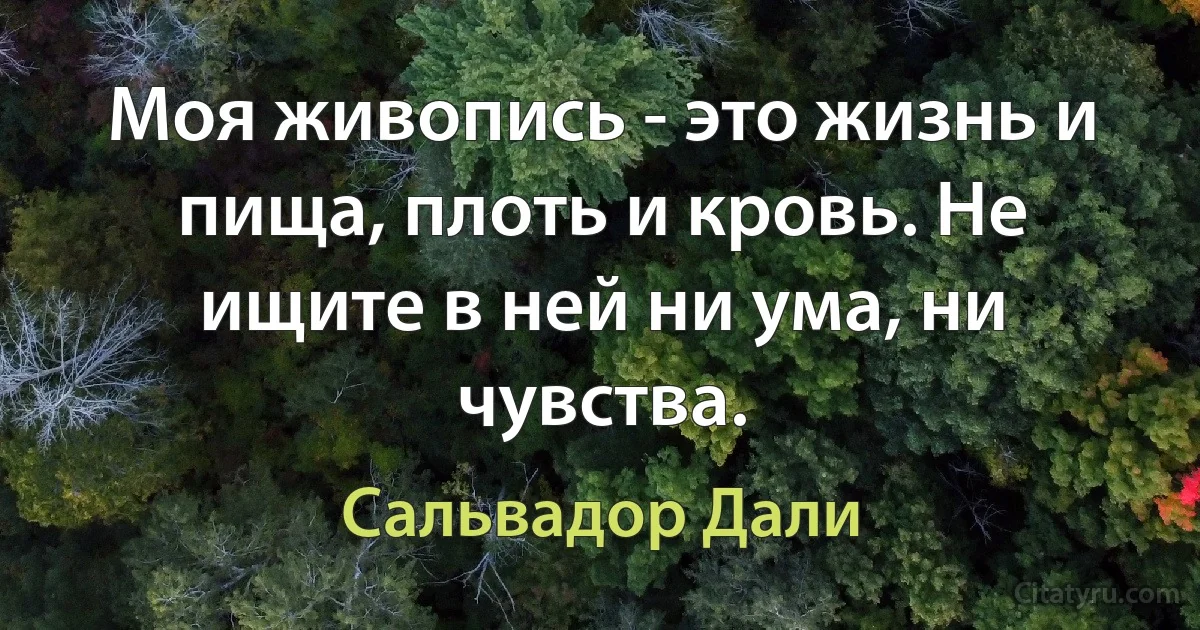 Моя живопись - это жизнь и пища, плоть и кровь. Не ищите в ней ни ума, ни чувства. (Сальвадор Дали)