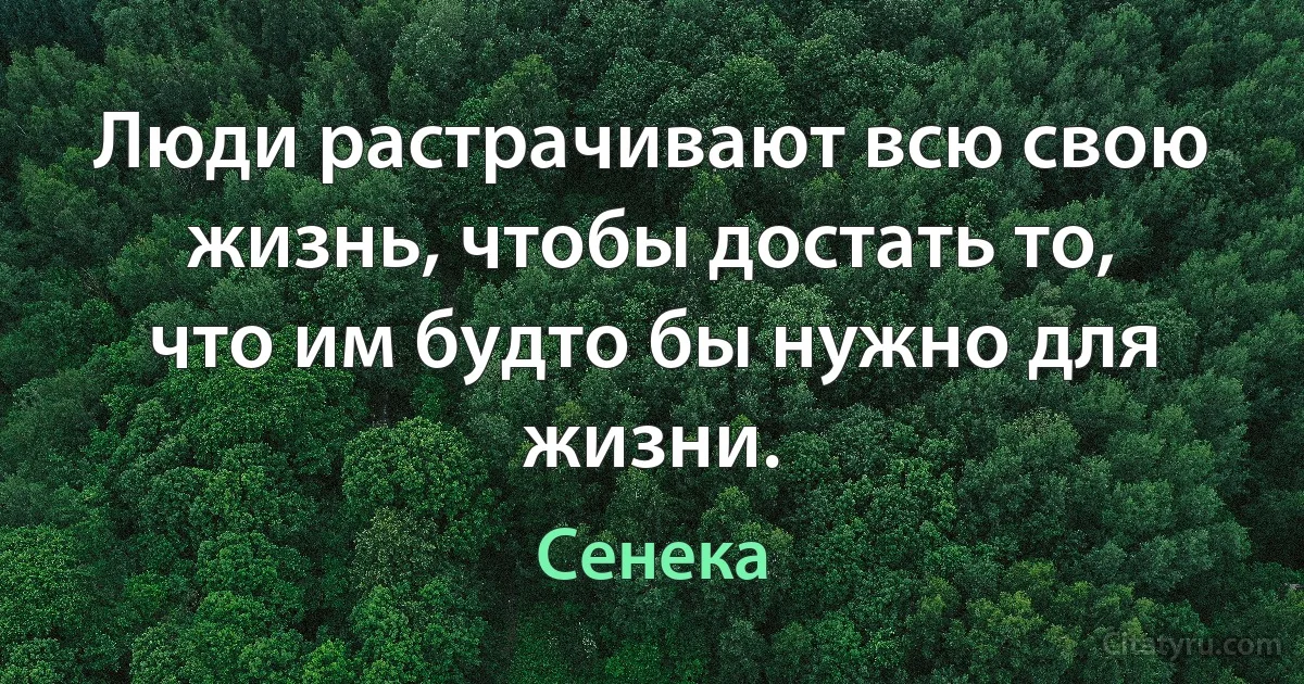 Люди растрачивают всю свою жизнь, чтобы достать то, что им будто бы нужно для жизни. (Сенека)