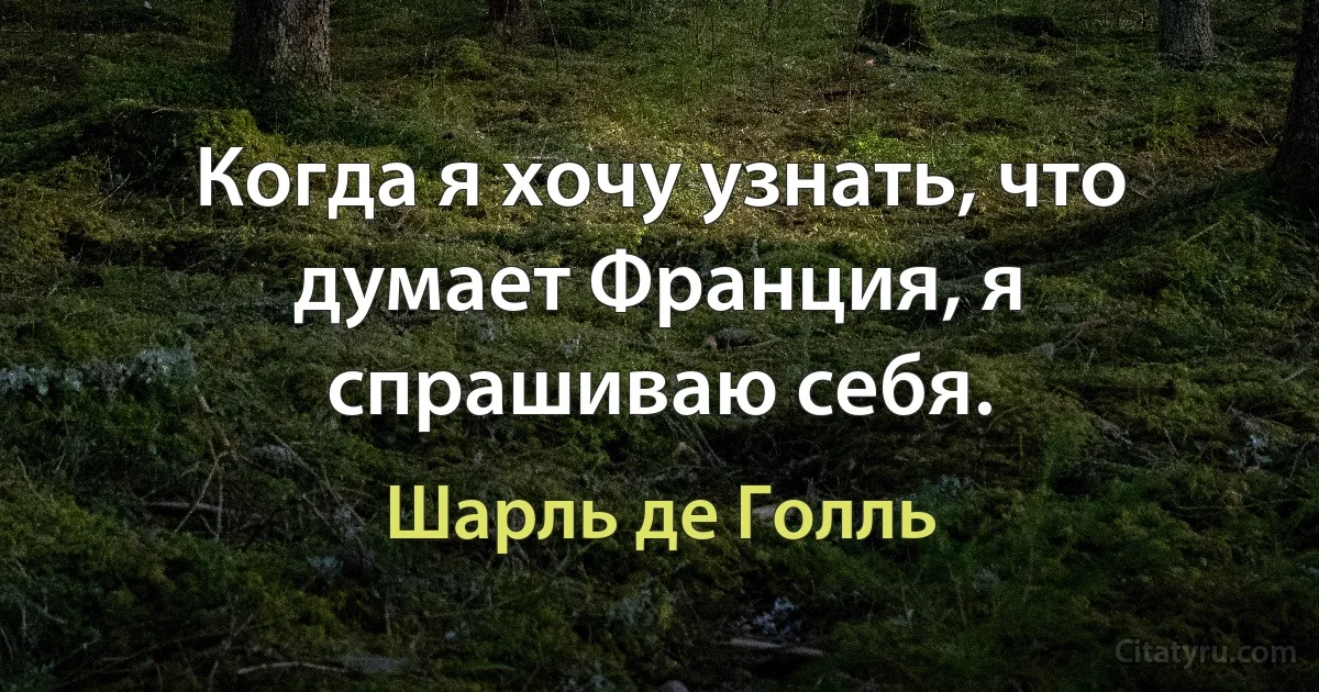 Когда я хочу узнать, что думает Франция, я спрашиваю себя. (Шарль де Голль)