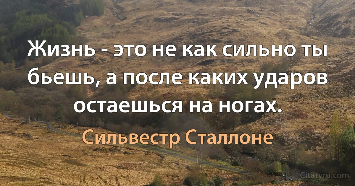 Жизнь - это не как сильно ты бьешь, а после каких ударов остаешься на ногах. (Сильвестр Сталлоне)