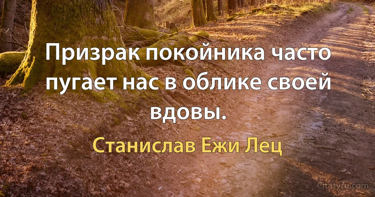 Призрак покойника часто пугает нас в облике своей вдовы. (Станислав Ежи Лец)