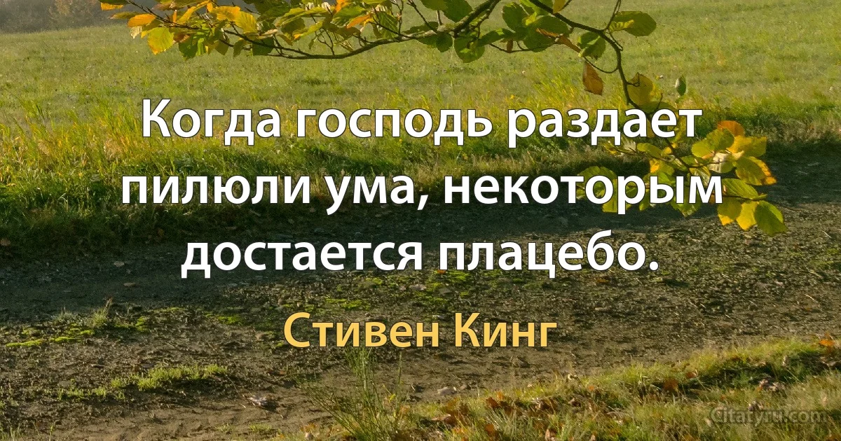 Когда господь раздает пилюли ума, некоторым достается плацебо. (Стивен Кинг)