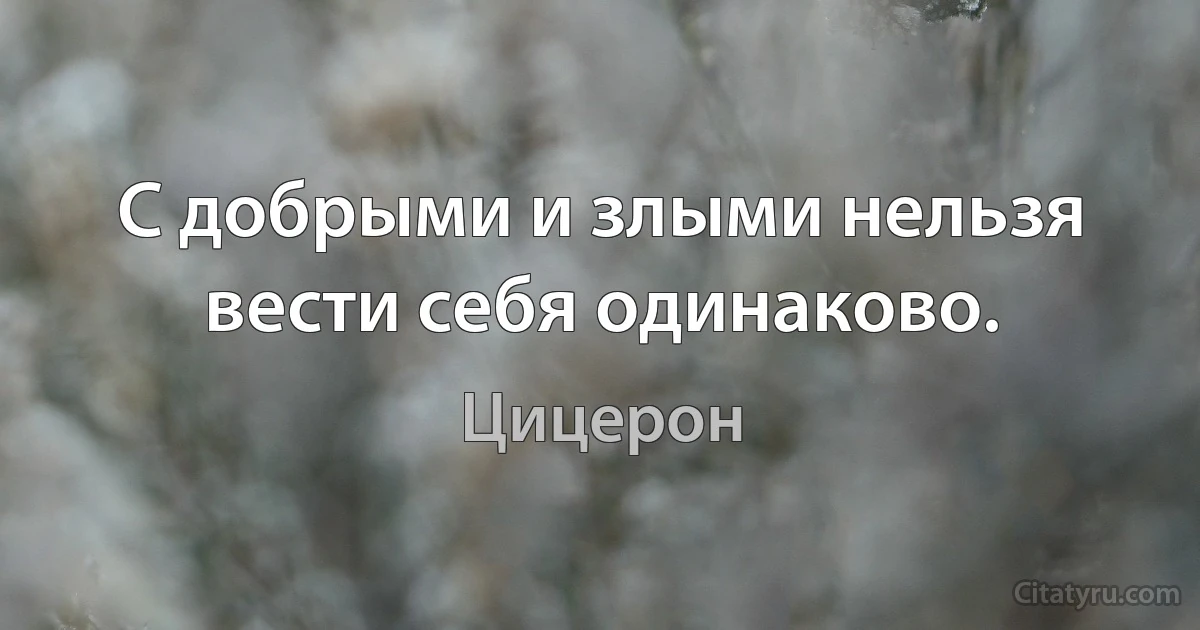 С добрыми и злыми нельзя вести себя одинаково. (Цицерон)