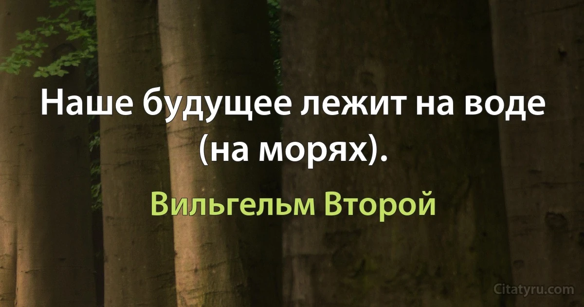 Наше будущее лежит на воде (на морях). (Вильгельм Второй)