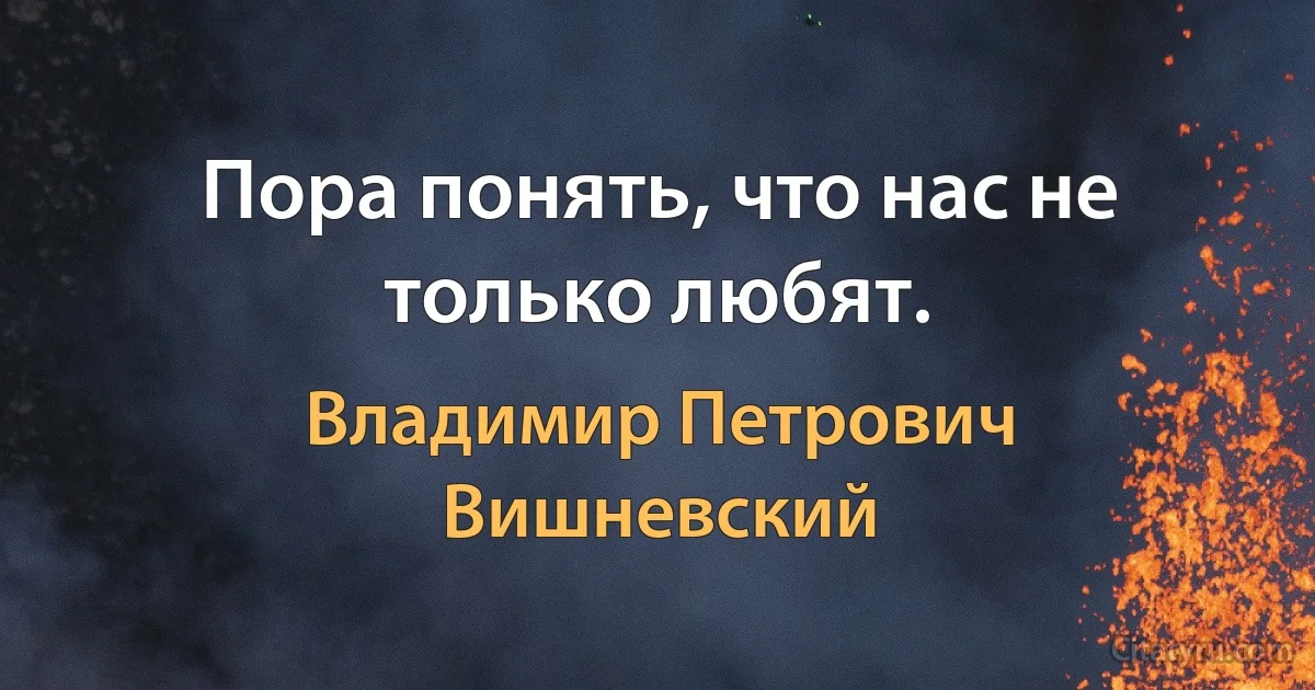 Пора понять, что нас не только любят. (Владимир Петрович Вишневский)