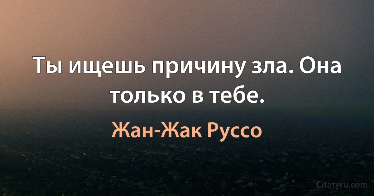 Ты ищешь причину зла. Она только в тебе. (Жан-Жак Руссо)