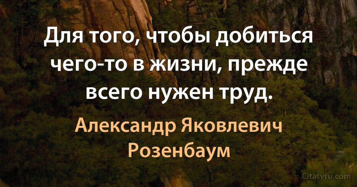 Для того, чтобы добиться чего-то в жизни, прежде всего нужен труд. (Александр Яковлевич Розенбаум)