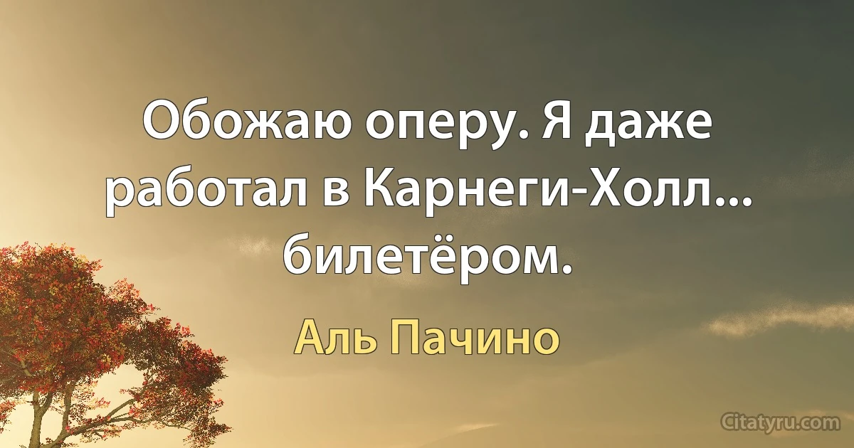 Обожаю оперу. Я даже работал в Карнеги-Холл... билетёром. (Аль Пачино)