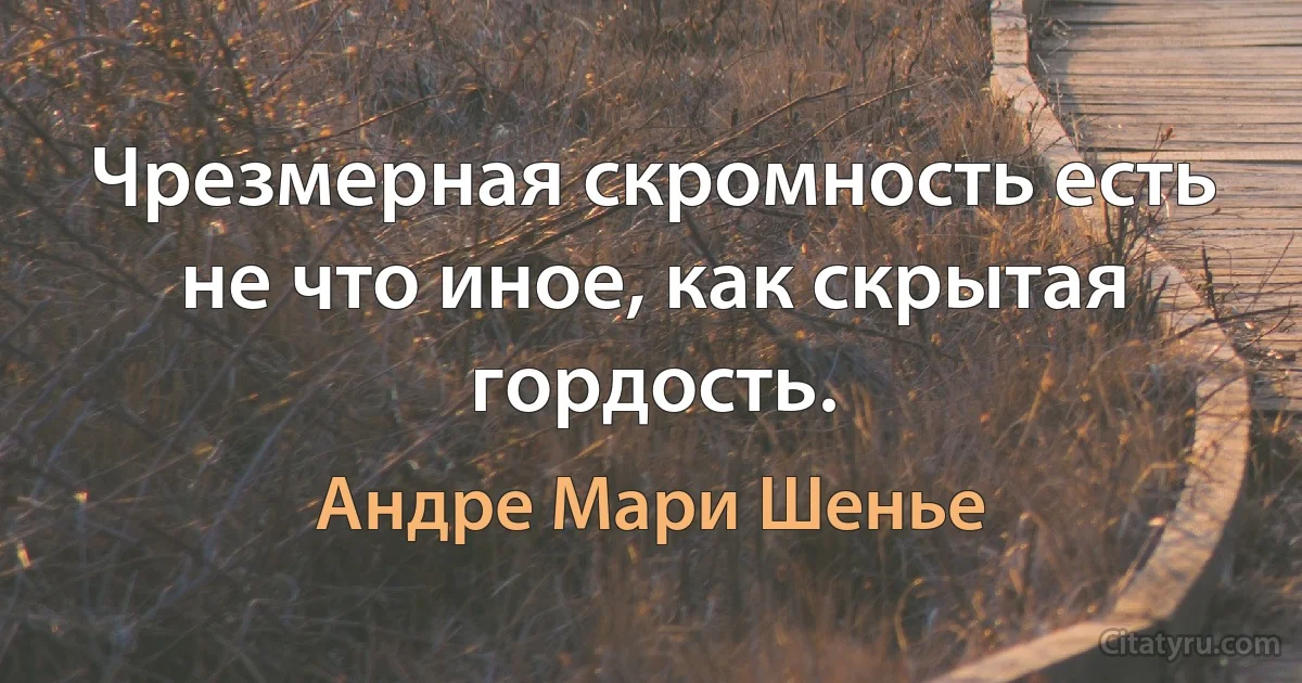 Чрезмерная скромность есть не что иное, как скрытая гордость. (Андре Мари Шенье)