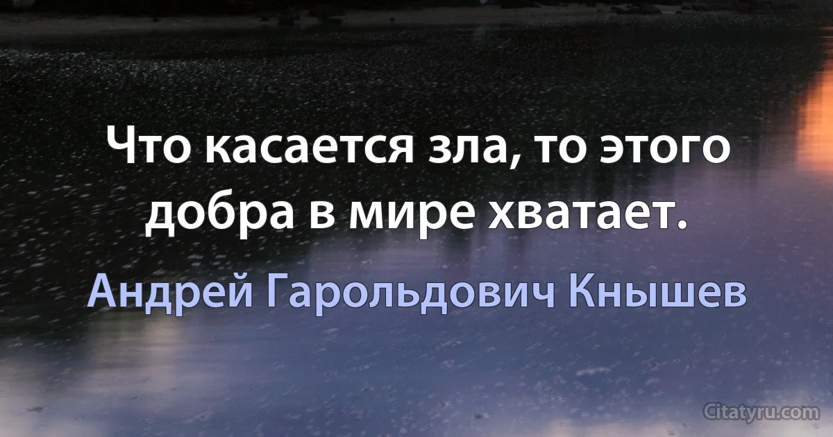 Что касается зла, то этого добра в мире хватает. (Андрей Гарольдович Кнышев)