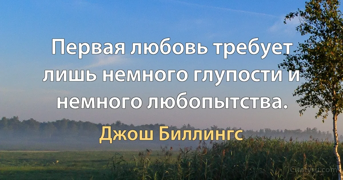 Первая любовь требует лишь немного глупости и немного любопытства. (Джош Биллингс)