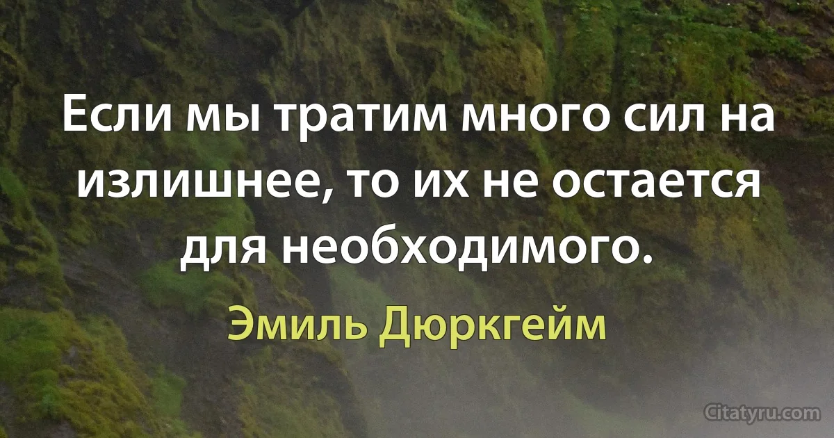 Если мы тратим много сил на излишнее, то их не остается для необходимого. (Эмиль Дюркгейм)