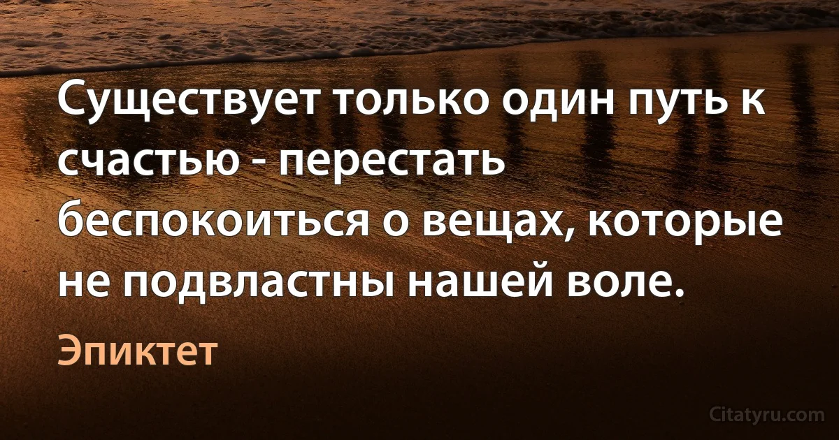 Существует только один путь к счастью - перестать беспокоиться о вещах, которые не подвластны нашей воле. (Эпиктет)