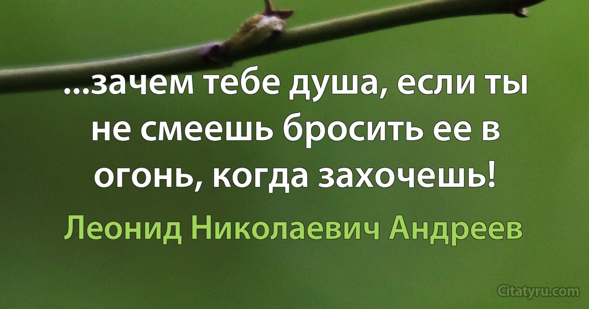 ...зачем тебе душа, если ты не смеешь бросить ее в огонь, когда захочешь! (Леонид Николаевич Андреев)