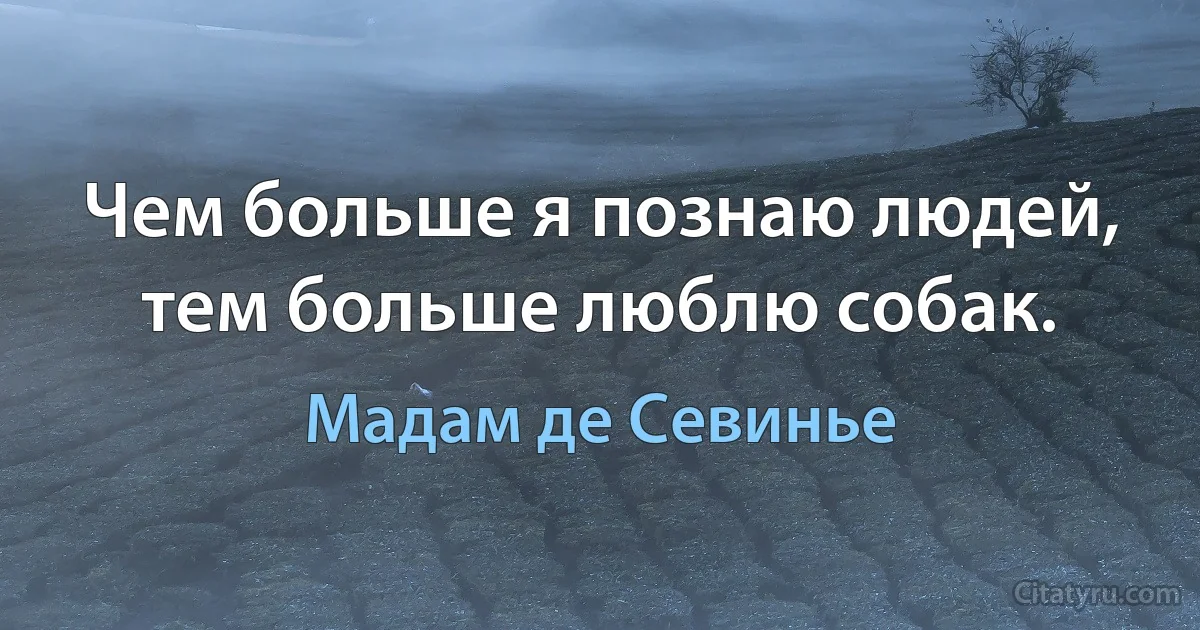 Чем больше я познаю людей, тем больше люблю собак. (Мадам де Севинье)