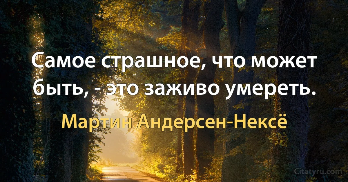 Самое страшное, что может быть, - это заживо умереть. (Мартин Андерсен-Нексё)