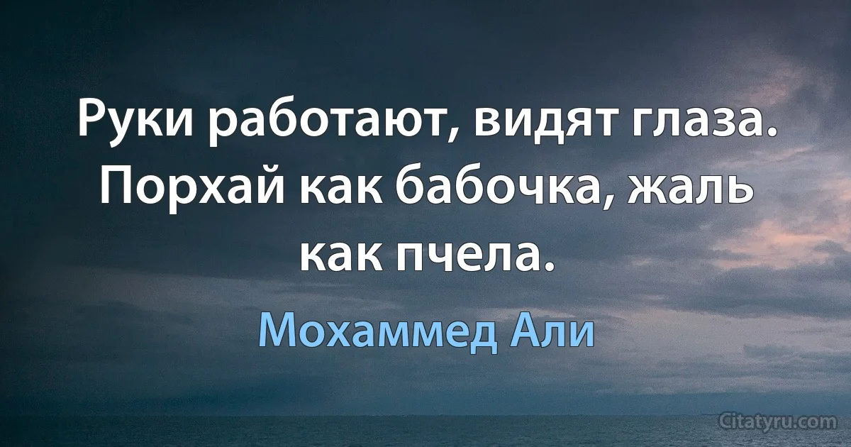 Руки работают, видят глаза. Порхай как бабочка, жаль как пчела. (Мохаммед Али)