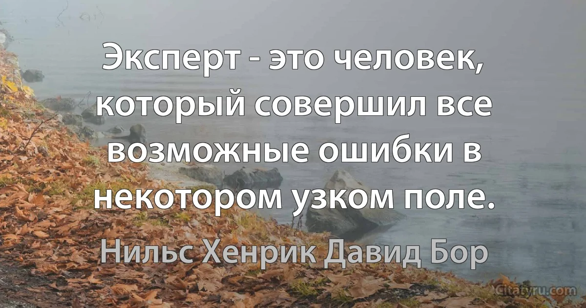 Эксперт - это человек, который совершил все возможные ошибки в некотором узком поле. (Нильс Хенрик Давид Бор)