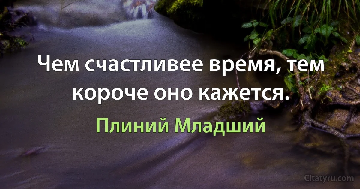 Чем счастливее время, тем короче оно кажется. (Плиний Младший)