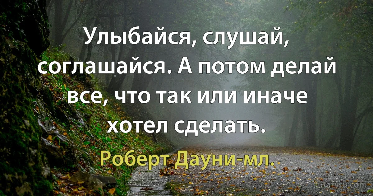 Улыбайся, слушай, соглашайся. А потом делай все, что так или иначе хотел сделать. (Роберт Дауни-мл.)