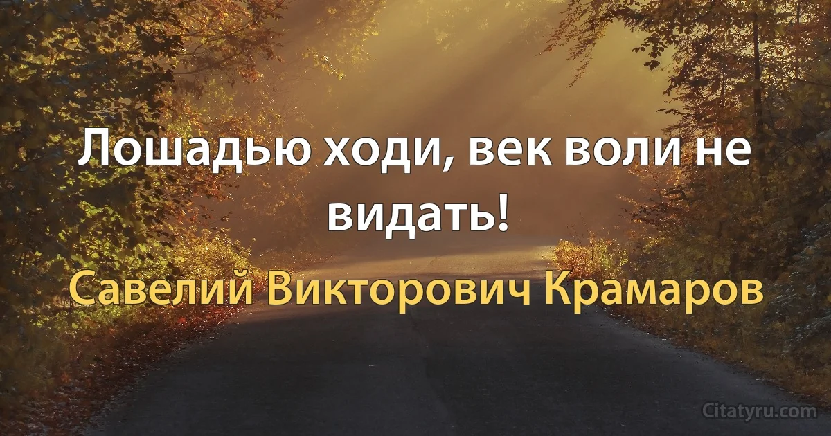 Лошадью ходи, век воли не видать! (Савелий Викторович Крамаров)