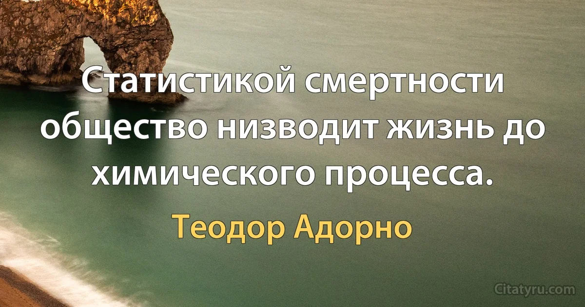 Статистикой смертности общество низводит жизнь до химического процесса. (Теодор Адорно)