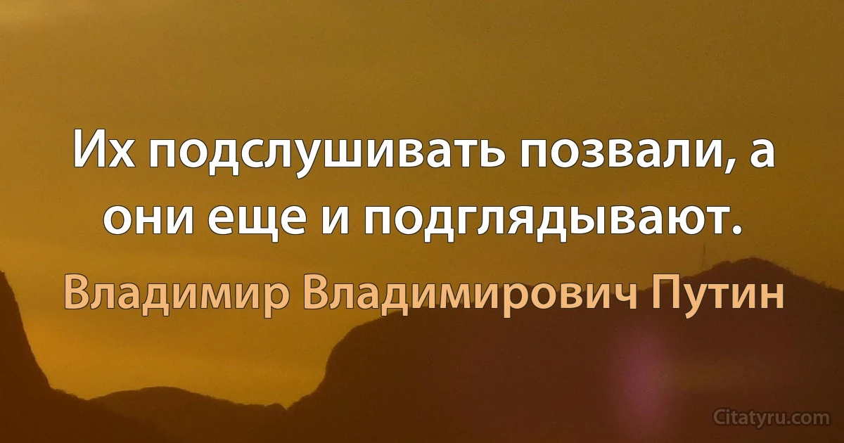 Их подслушивать позвали, а они еще и подглядывают. (Владимир Владимирович Путин)