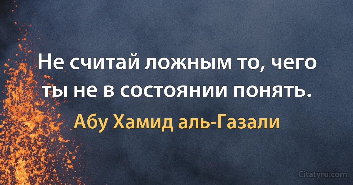 Не считай ложным то, чего ты не в состоянии понять. (Абу Хамид аль-Газали)