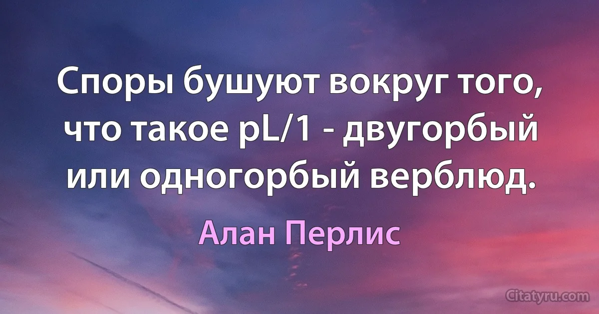 Споры бушуют вокруг того, что такое рL/1 - двугорбый или одногорбый верблюд. (Алан Перлис)