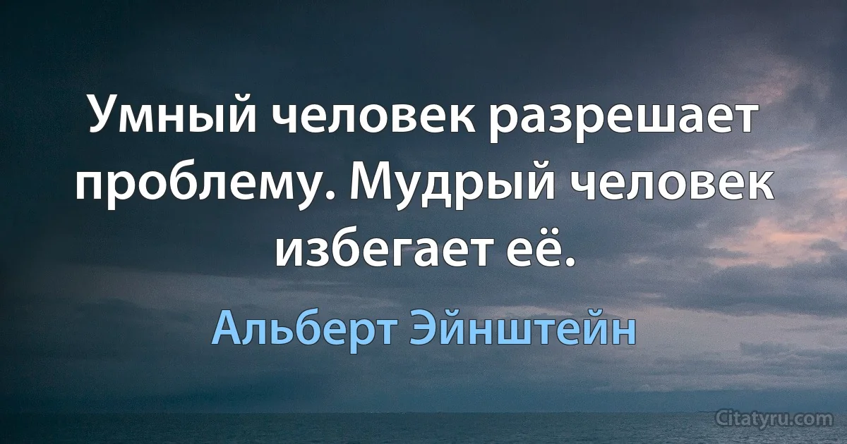 Умный человек разрешает проблему. Мудрый человек избегает её. (Альберт Эйнштейн)