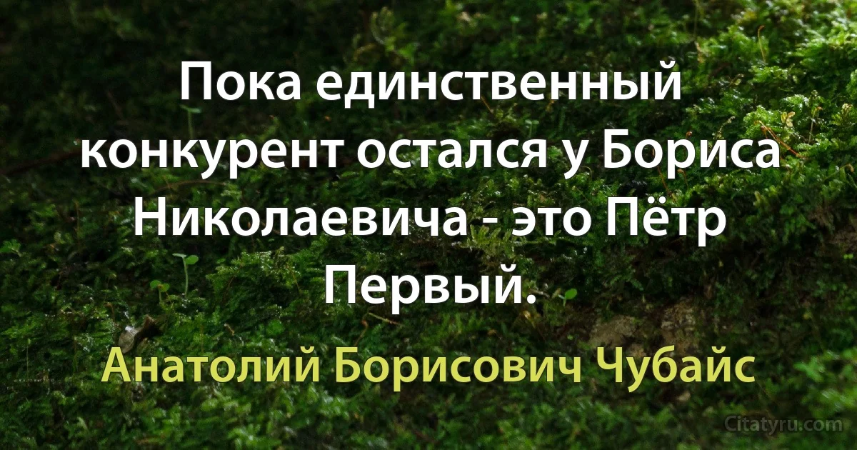 Пока единственный конкурент остался у Бориса Николаевича - это Пётр Первый. (Анатолий Борисович Чубайс)