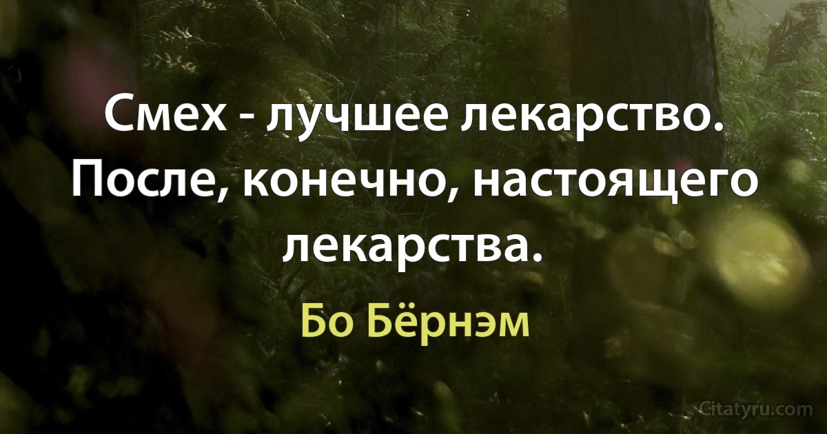 Смех - лучшее лекарство. После, конечно, настоящего лекарства. (Бо Бёрнэм)