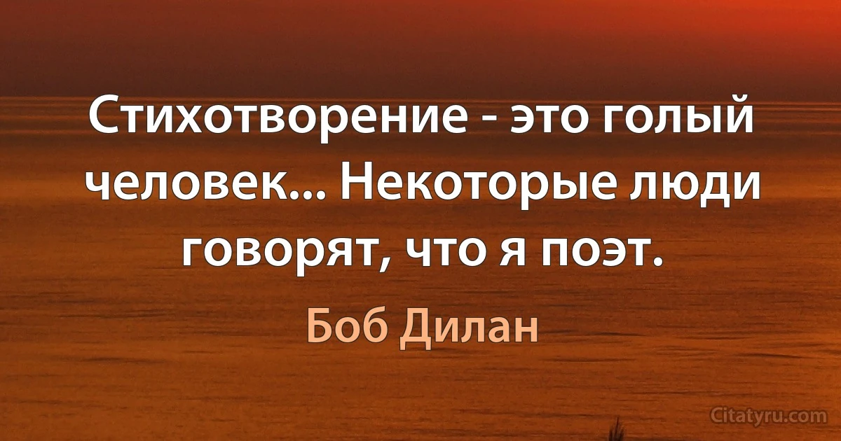 Стихотворение - это голый человек... Некоторые люди говорят, что я поэт. (Боб Дилан)