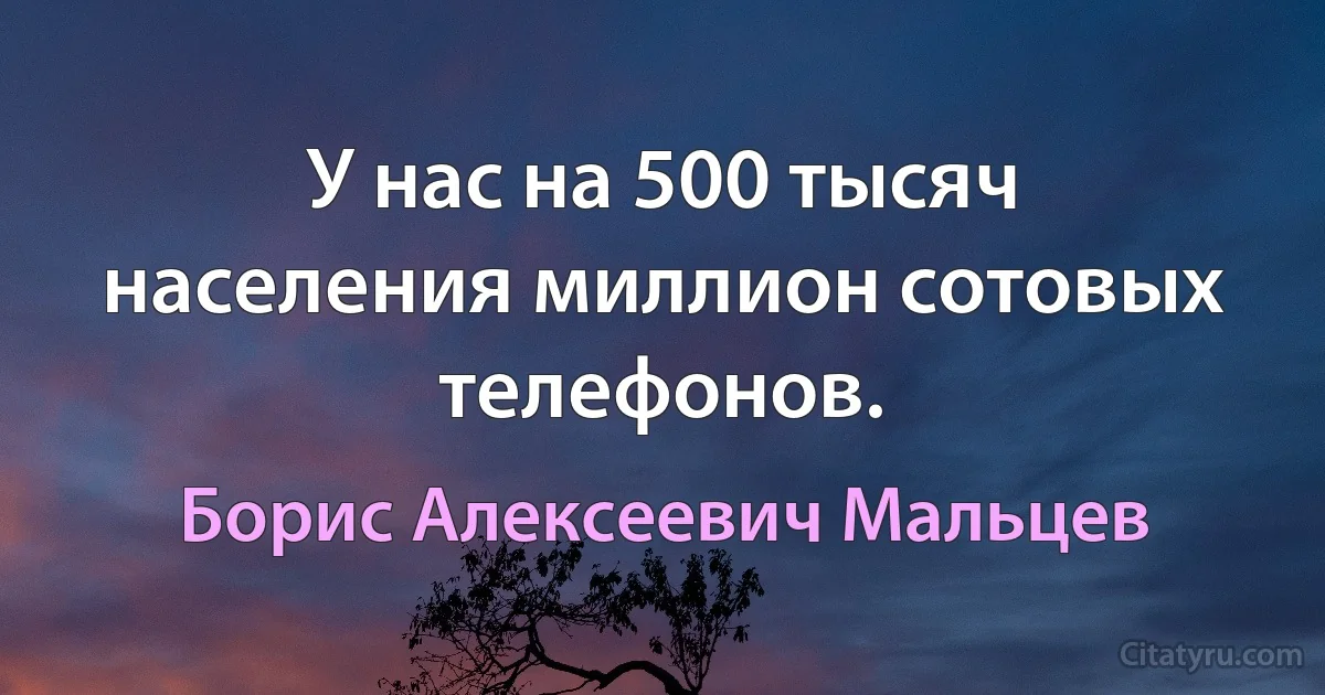 У нас на 500 тысяч населения миллион сотовых телефонов. (Борис Алексеевич Мальцев)