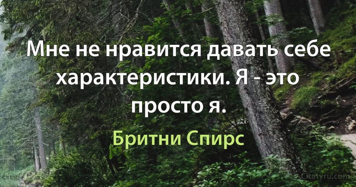 Mне не нравится давать себе характеристики. Я - это просто я. (Бритни Спирс)