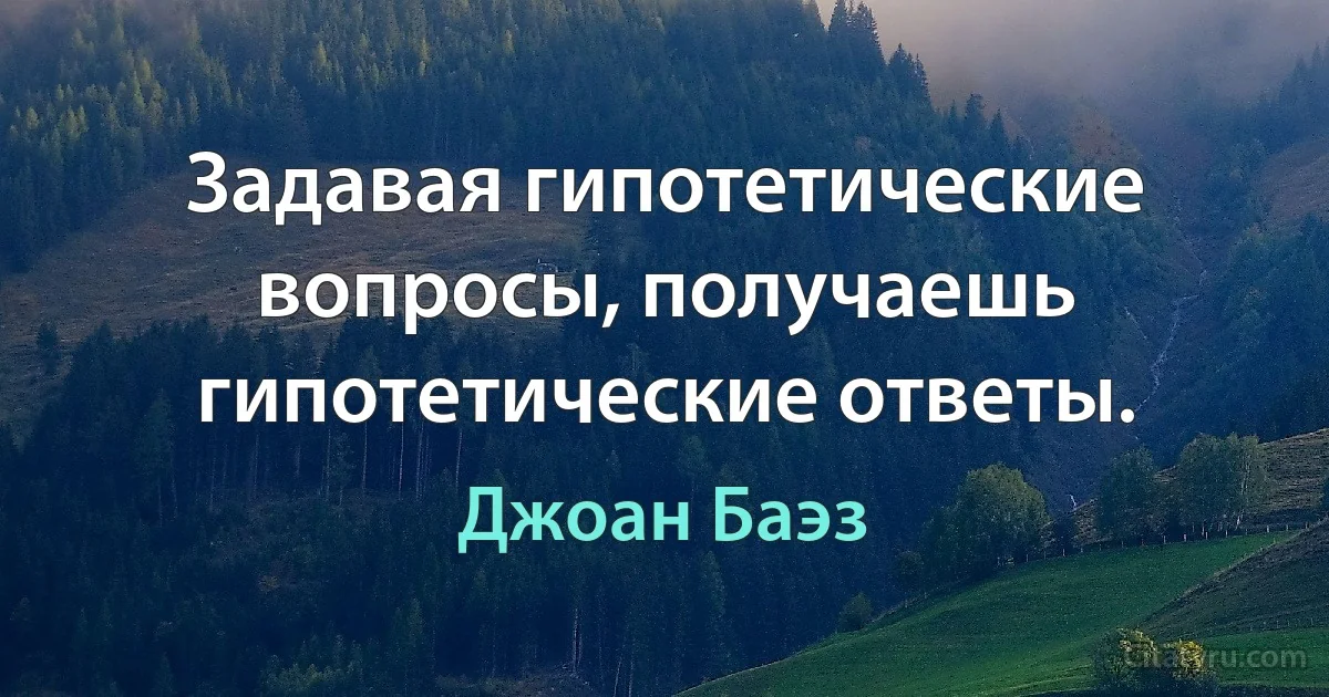 Задавая гипотетические вопросы, получаешь гипотетические ответы. (Джоан Баэз)