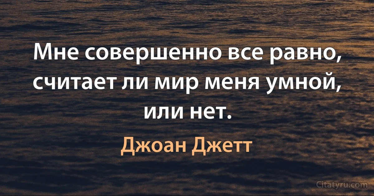 Мне совершенно все равно, считает ли мир меня умной, или нет. (Джоан Джетт)