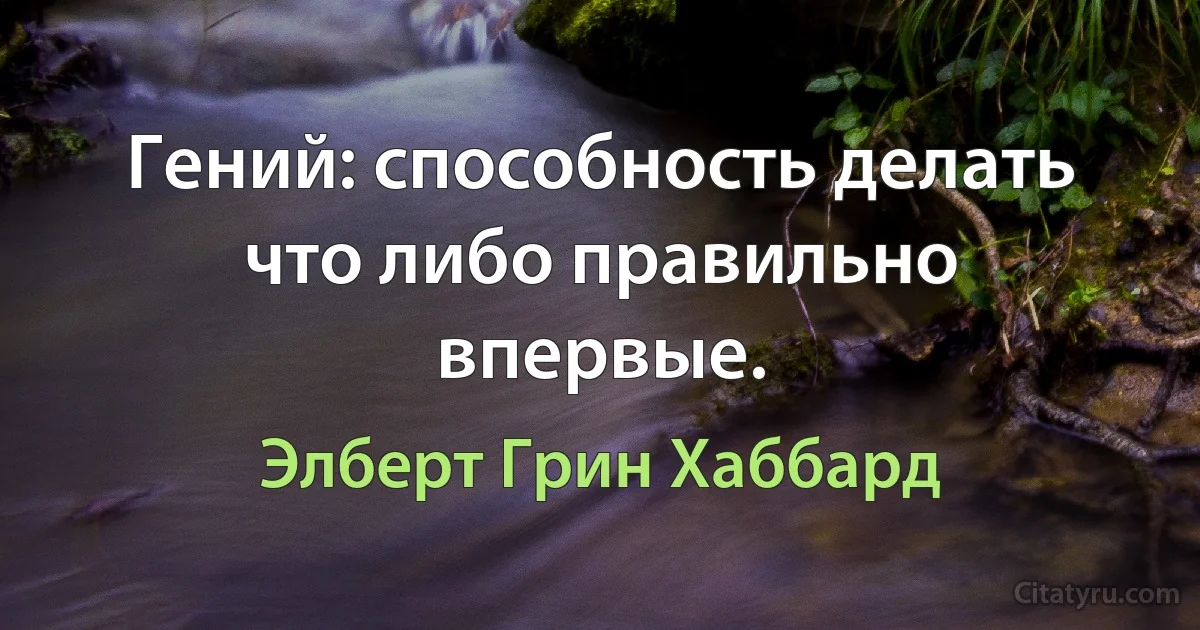 Гений: способность делать что либо правильно впервые. (Элберт Грин Хаббард)