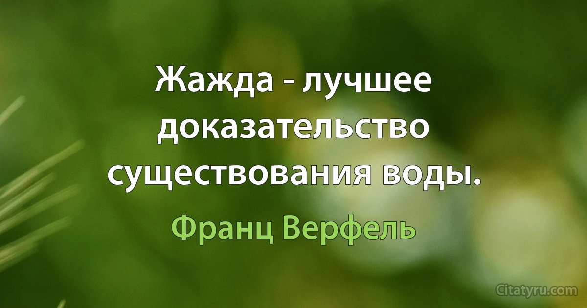 Жажда - лучшее доказательство существования воды. (Франц Верфель)