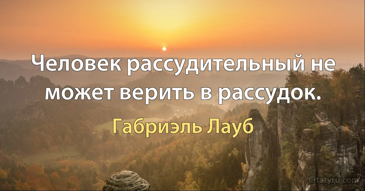 Человек рассудительный не может верить в рассудок. (Габриэль Лауб)