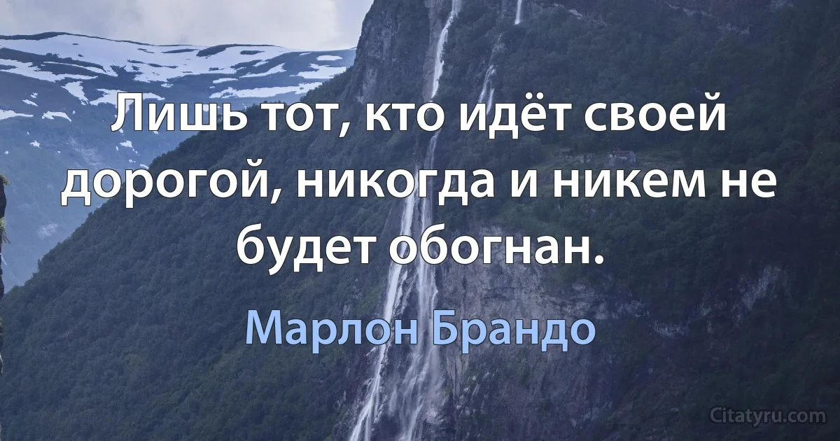 Лишь тот, кто идёт своей дорогой, никогда и никем не будет обогнан. (Марлон Брандо)