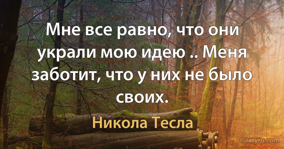 Мне все равно, что они украли мою идею .. Меня заботит, что у них не было своих. (Никола Тесла)