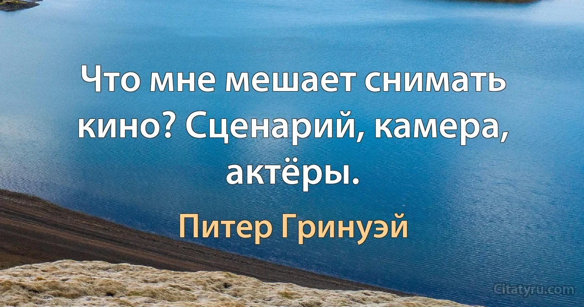 Что мне мешает снимать кино? Сценарий, камера, актёры. (Питер Гринуэй)