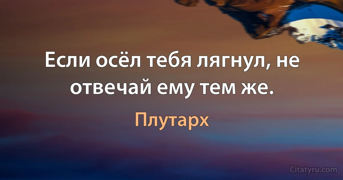 Если осёл тебя лягнул, не отвечай ему тем же. (Плутарх)