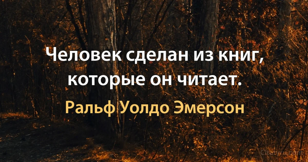 Человек сделан из книг, которые он читает. (Ральф Уолдо Эмерсон)