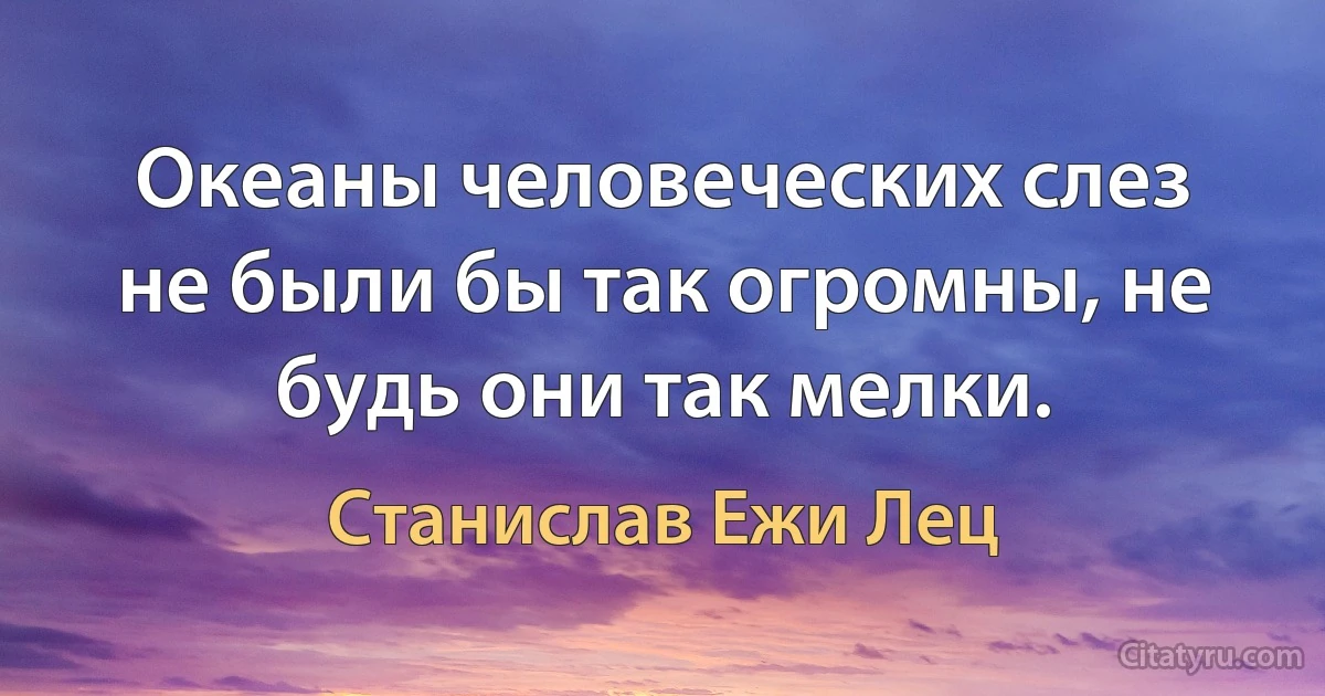 Океаны человеческих слез не были бы так огромны, не будь они так мелки. (Станислав Ежи Лец)