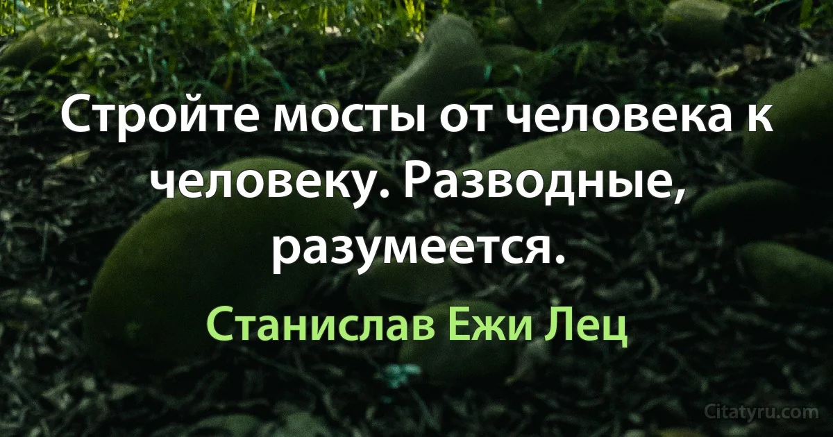 Стройте мосты от человека к человеку. Разводные, разумеется. (Станислав Ежи Лец)